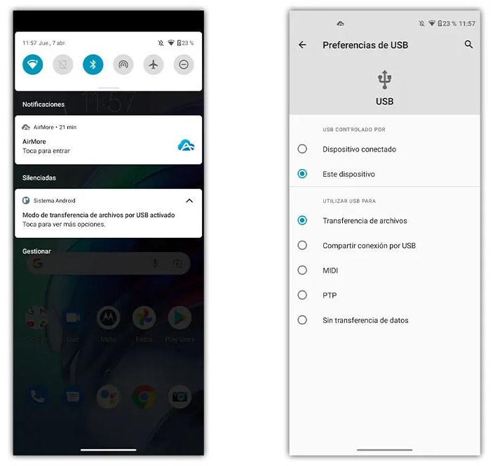 Opciones para conectar Android a PC