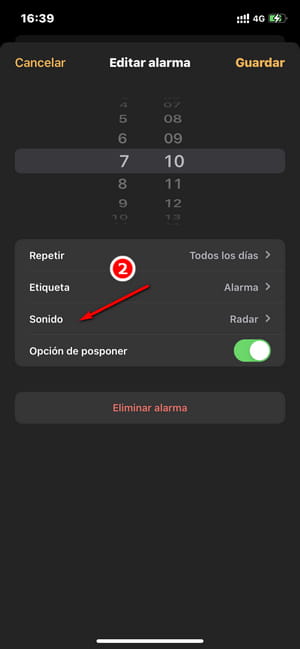 seleccionar canciones como alarma en iPhone