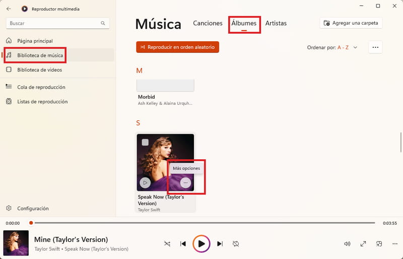 Biblioteca de música de Windows Media Player
