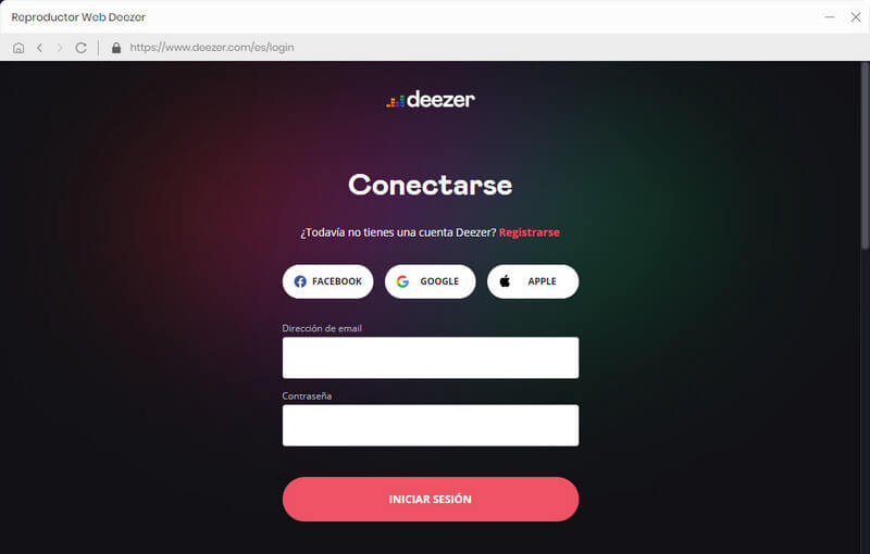 inicie sesión cuenta de Deezer Music