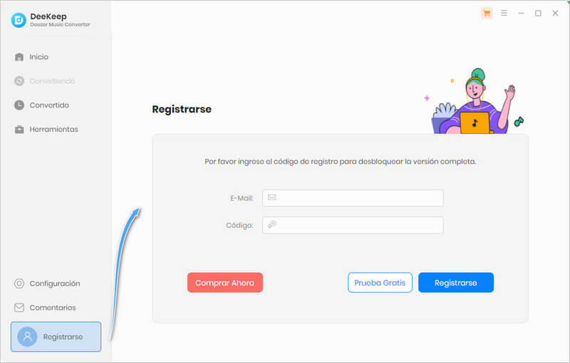 Registrarse en Deezer Music Converter