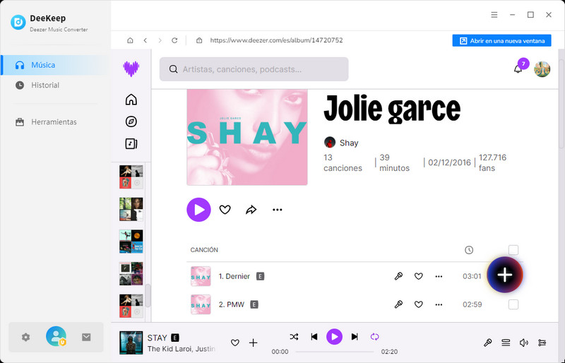 Hacer clic para agregar canciones