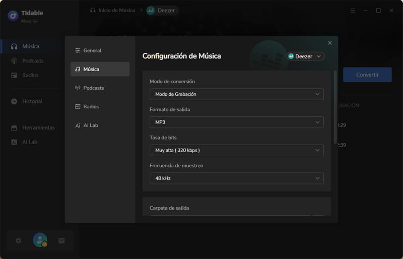configuración de tidabie