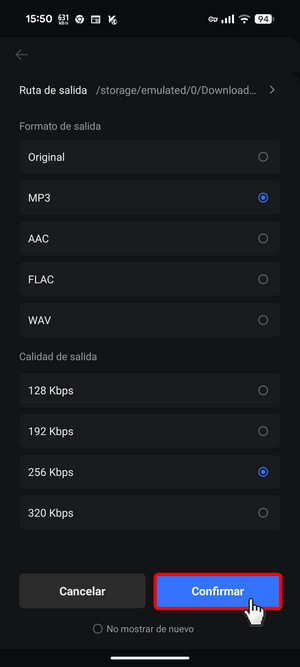 confirm to download