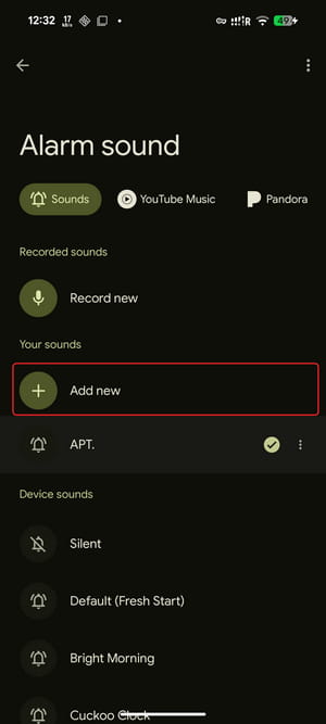 add songs to alram