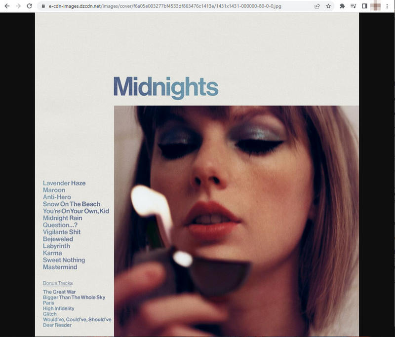 The 1431x1431 Cover Art of Midnights on Deezer