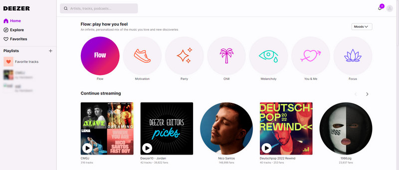 Deezer Music User Interface