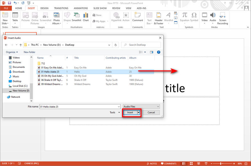 Insert Deezer Music to PowerPoint