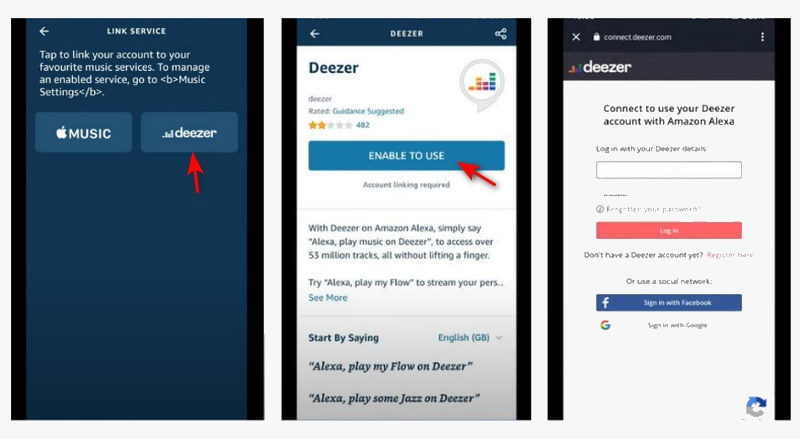 login Deezer on Alexa