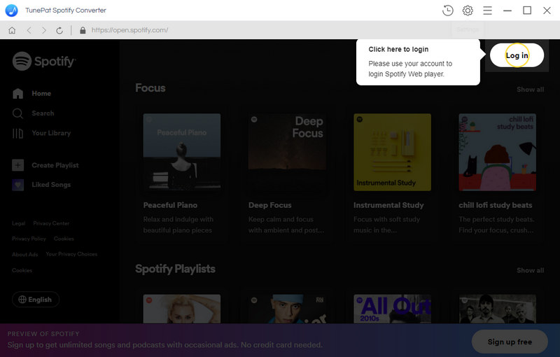 Sign in to Spotify on TunePat