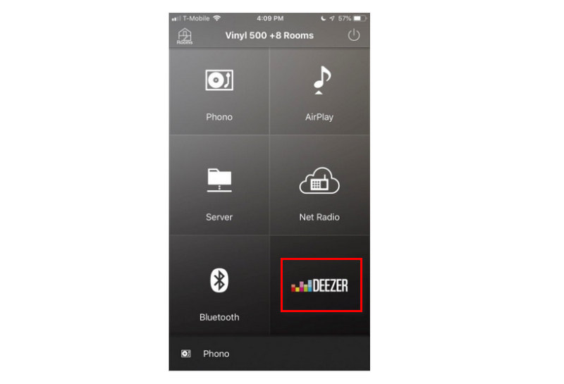 Select Deezer on Musiccast Controller