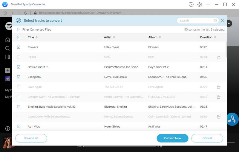 Select Tracks on TunePat Spotify Converter