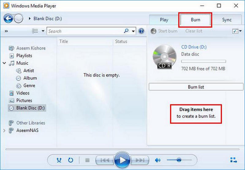 burn cd via windows media player