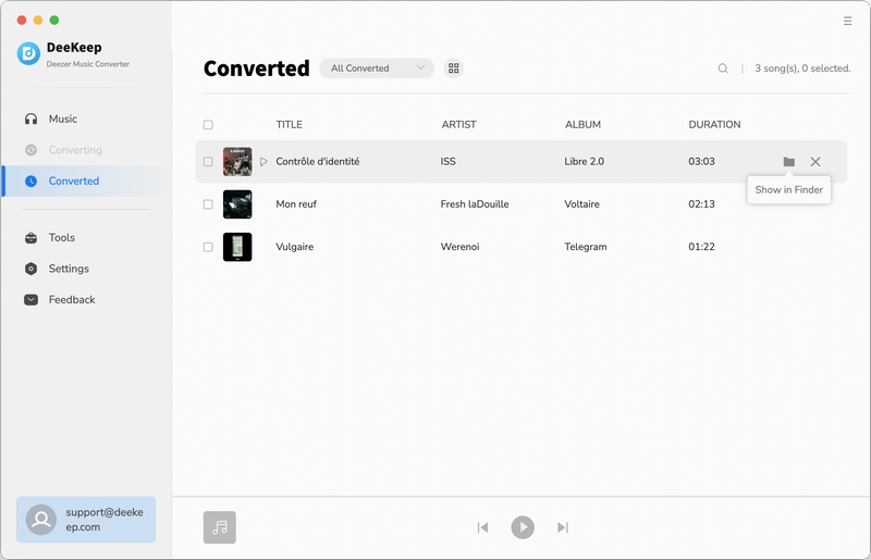 check converted deezer music to mp3 on mac