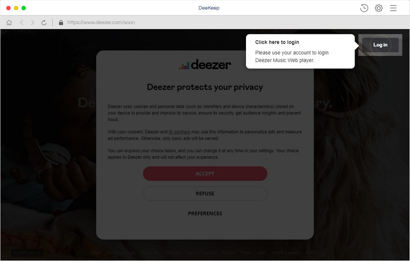 sign in to deezer music