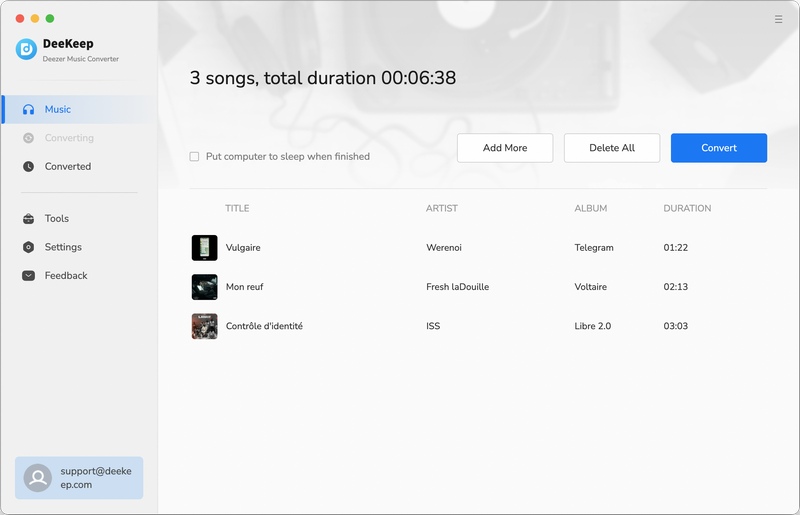 convert multiple deezer music playlists