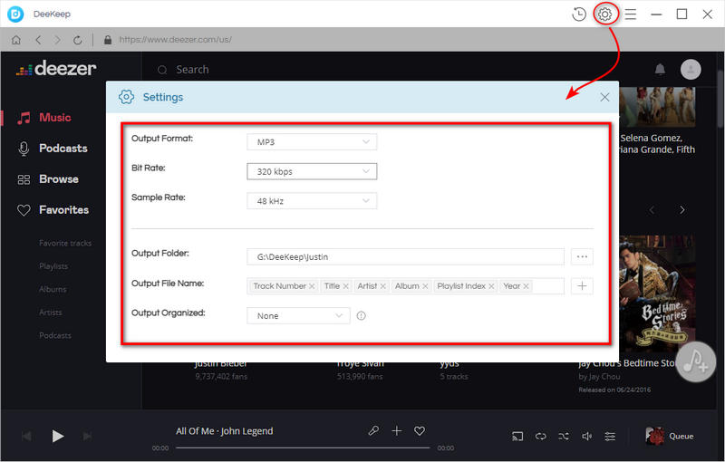 customize output settings of deezer music