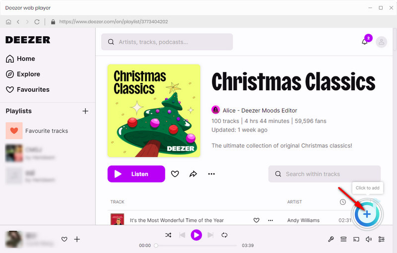 Click to add Christmas songs