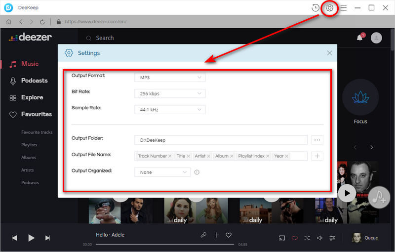 customize output settings of deezer music
