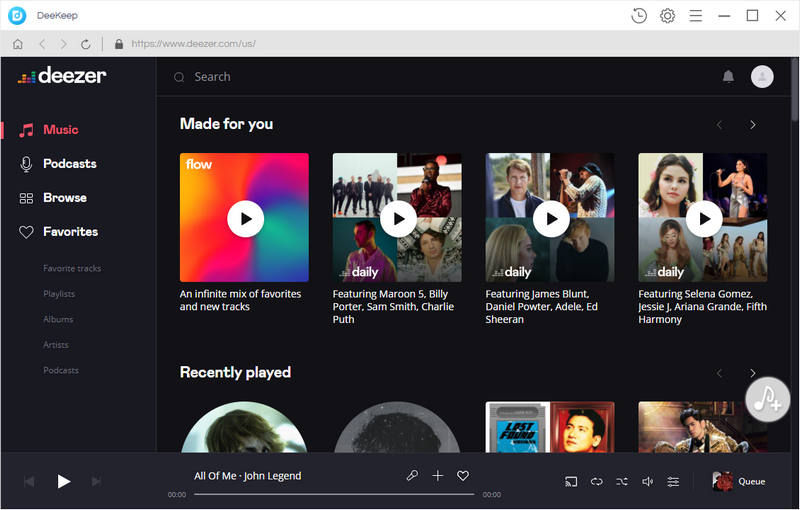 open deezer music web player