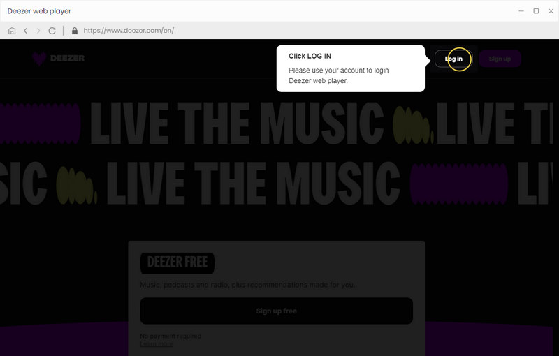 Log into Deezer Web Player