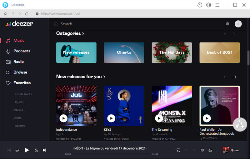 open deezer music web player