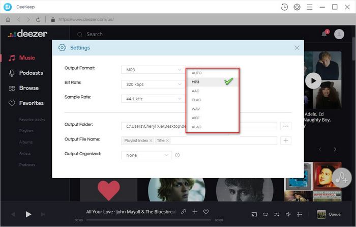 Customize output settings