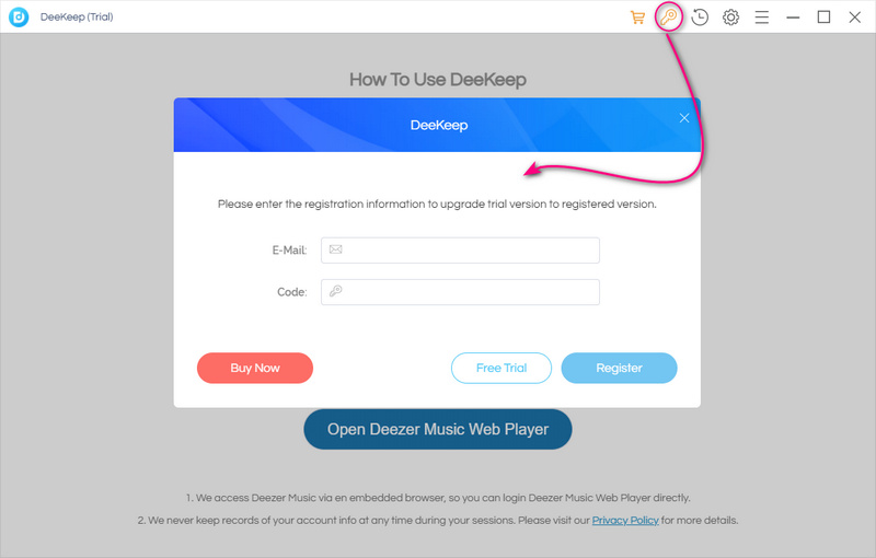 Register DeeKeep Deezer Music Converter