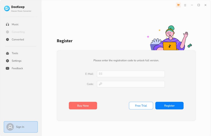 Register DeeKeep Deezer Music Converter