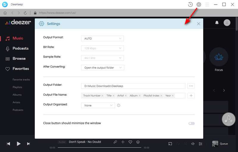 Customize Output Settings of Deezer Music