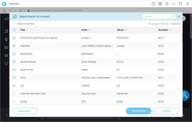 select deezer music to download