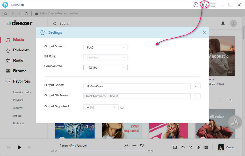 Customize output settings of deezer music
