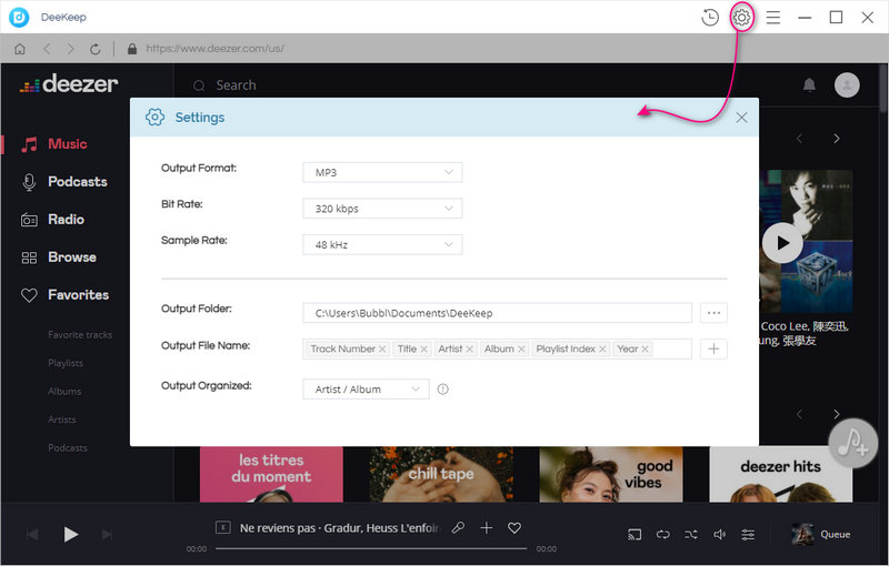 Customize output settings