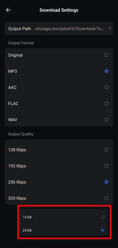 choose settings