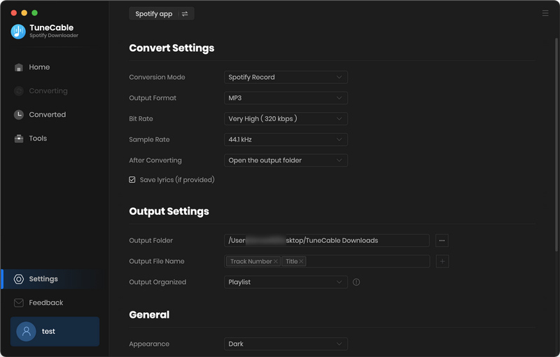 choose settings